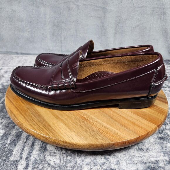 LL Bean Cordovan Penny Loafers Beef Roll Burgundy Oxblood Leather Men’s 9.5 EE main image 11
